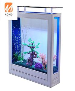 Aquariums Light Luxury Fish Taping salon Home Floor Grand Moyen Soubares écrans Verre Aquarium Changement écologique Eau 7210438