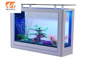 Aquariums Lumière Luxe Fish Tank Salon Maison Plancher Grandes Sous-zones Moyennes Écrans Verre Aquarium Changement Écologique Eau1269932