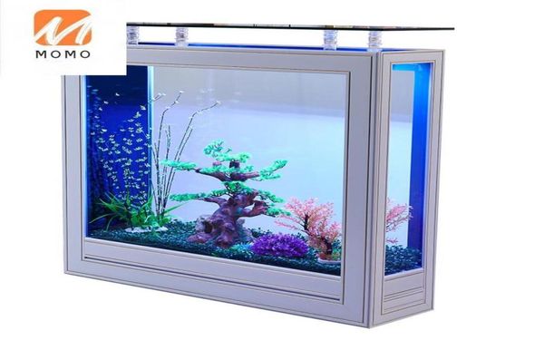 Aquariums Light Luxury Fish Taping salon Home Floor Grand Moyen Soupied Écrans Verre Aquarium Changement écologique Eau 8782848