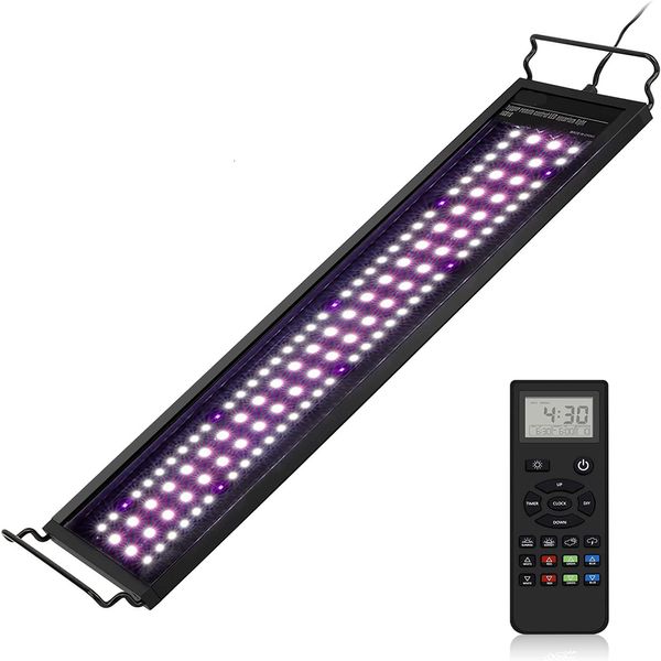 Acuarios Iluminación 60105CM Control remoto Luz de acuario con temporizador Espectro completo Tanque de peces Modo meteorológico RGBW Lámpara LED para plantas de agua 230729