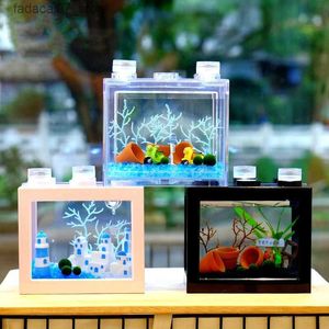 Acuarios Mini Caja de Peces Ecológica Pequeñas Plantas de Aislamiento Impermeable Betta Fish Bowl Escritorios de Plástico Camarones Maxspect Acuarios Aqurium Artículos YQ231018