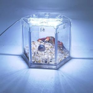 Aquariums Mini Fish Tank Aquarium Empilable Cube Réservoir Hexagonal Fish Bowl pour Sea Monkey Goldfish Crevettes Boules De Mousse Fourmi Alimentation 2201007