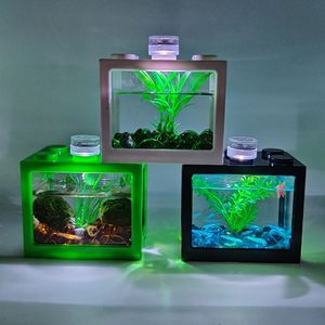 Aquariums Transparent Écologique Fish Tank Coloré Lumière En Plastique Tortue Bureau Maison De Bureau Acrylique Décoration 230620