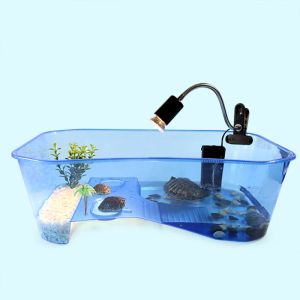 Aquariums Turtle Tank Aquarium Open Fish Avater avec plate-forme de selsiter Habitat de tortue avec cocotier pour les écrevisses Bathing Plastic Tank