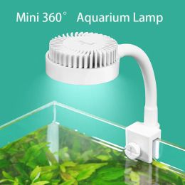 Acuarios USB Acuario Mini LED Light Fish Tanklight Las plantas cultivan control remoto Lámpara de tortuga de tortuga de tortuga ajustable 360 grados