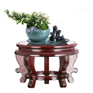 Aquariums Wood Round Fish Tank Stand Red Table Lampe Téapot Téapot Base STABLE DÉCORGE DÉCORT