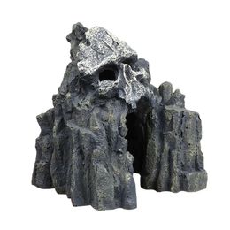 Cráneo acuático Decoración de montaña Cueva Adorno de rocalla Suministros de resina Piedra para decoración de acuario Ocultar Reptil Pecera Resto 240226