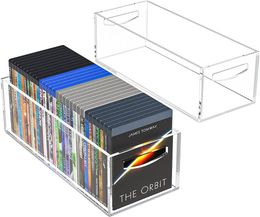 Aquauncle dvd/cd opslagbox 2 packs, acryl opslagcontainer voor blu-rays, kleine boeken/boekjes, videogameklassen en videogamecontrollers, opslagorganisator