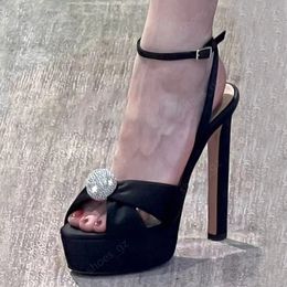 satin bowtie sandals sandals bola de diamante adornado tobillo tacones tacones con fugas diseñadores de lujo de lujo de calidad de la noche de dama de honor de calidad talla 35-42