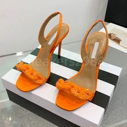 Aquazuras designers MS fleur galactique sandales à talons hauts chaussures de soirée talon slingback sandale talon aiguille chaussure habillée sandales de luxe tofflor stiletto