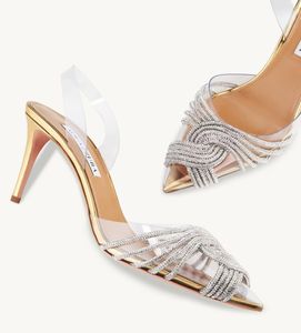 Aquazzura Gatsby Slingback Femmes Sandales Chaussures Crystal tourbillons à lanière