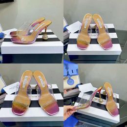 Aquazzura New Crystal Sandales Sandals Stiletto PVC MULES BALAT METAL MELAT MELAT MELAT 105 MM