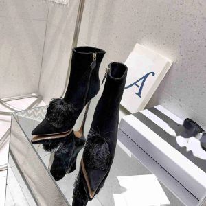 Aquazzura Quality Pointed Toe High Best Heels Lather Suede Talèled Boots Boots Foothoes Fashion Boties Luxury Designers Slipon Evenon Party Dress Chaussures Factory Footw