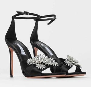 Chaussures aquazzura élégant cristal margarita sandales femmes stiletto talons dame robe de mariée gladiator sandalias 35-43