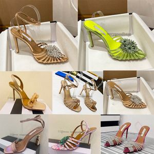 Aquazzura Chaussures Tequila Sandales Sparkling Party Boucle Crista Clear PVC Robe Chaussures Femmes Talons Dame Mariage Bracelet Sexy Semelle En Cuir Sandale K2jo #