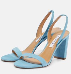 Aquazzura zo luxe naakt suede sandalen schoenen vrouwen blok hakken feestjurk dame sexy gladiator sandalias eu35-43