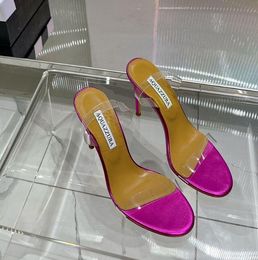 AQUAZZURA Stiletto Olie sandales métalliques en PVC transparent à bout ouvert chaussures croisées pour femme chaussure de soirée de luxe Sandales design de luxe pour femme Livraison gratuite