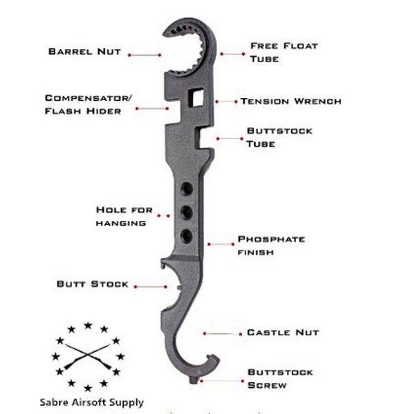 Livraison gratuite tactique AR-15 Steel Armorers outil clé d'armurier pour le retrait et l'installation des barils AR-15