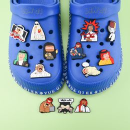 Breloques de chaussures en crocodile, personnages de dessins animés arabes, vente en gros personnalisée, nouveau design, décoration de chaussures