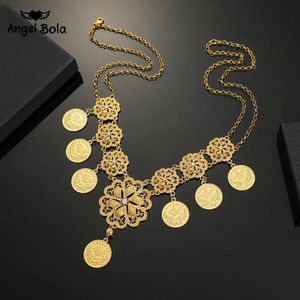 Arabische munt grote ketting voor vrouwen moslim islam islam Midden -Oosten rijkdom symbool bruiloft lange kettingen Afrika Turkse Perzië sieraden 240408