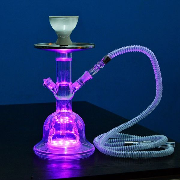 Narguilé arabe Shisha, produits en acrylique avec LED, boîte carrée lumineuse, barre acrylique isolée en carbone, Pot et tuyau pour fumer