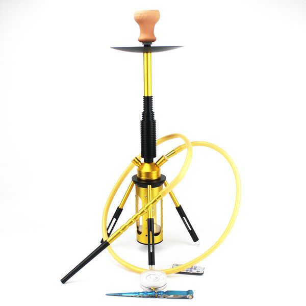 Ensemble de narguilés de fusée arabe, avec diffuseur en métal et lumière LED, tuyau d'eau, Vase en verre Stable, accessoires pour narguilé Sheesha