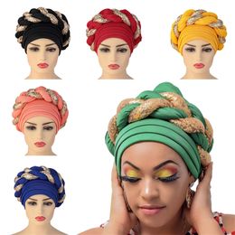 Arabische wrap moslimsjaalaabs turbans African Headie Searin Braid hoed voor vrouwen geplooide beanie headwrap haaraccessoires 220725