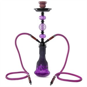 Arabe Grand Fumée Verre Narguilé Double Pipe Quatre Tube Shisha Cadeau Complet Chicha Narghile Ensemble Complet Accessoires Fumeurs Hooka HKD230809