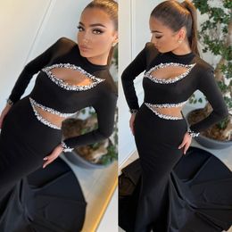 Arabisch ASO 2023 EBI Black Mermaid Prom Dresses Pearls Satin Evening Formeel feest tweede receptie verjaardagsbetrokkenheid bruidsmeisjes jurken jurk zj296