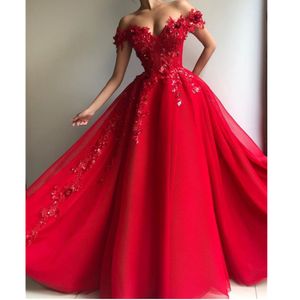 Arabe Aso Ebi Une Ligne Rouge Chaud Robes De Bal De L'épaule Perles Cristaux Soirée Formelle Fête Deuxième Réception Anniversaire YD