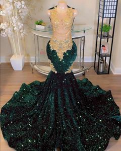 Arabische Aso Ebi Emerald Green Evening Jurken Sheer Lace Veet kralen zeemeermin prom receptie verjaardagsbetrokkenheid jurken