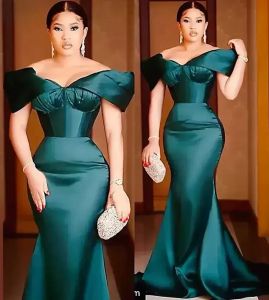 Arabisch Aso Ebi Hunter Groene Zeemeermin Avondjurken Sweetheart Satijn Sexy Prom Formeel Feest Tweede Receptie Bruidsmeisjesjurk Plus Size