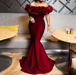 Arabisch ASO EBI luxe kralen zeemeermin formele avondjurken lange off schouder peplum satijn prom party pageant jurk tweede receptie toga's