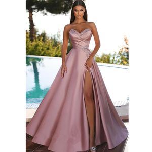 Arabische Aso Ebi zeemeermin roze prom jurk kralen kristallen avondjurken veer verjaardag betrokkenheid tweede jurk jurk vrouwen formele Wea YD
