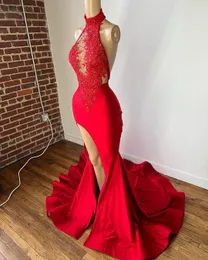 Arabic ASO EBI Red Mermaid Dresses Prom Vestes de encaje Satinado Satinado Segunda recepción Compromiso de cumpleaños vestidos de dama de dama de honor ZJ665 407