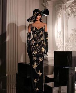 Arabisch zwart goud vlinder prom dress 2024 luxe kant kralen moeder van bruid jurken zeemeermin lange zeemeermin moeder van bruidegom jurken vintage avond feestjurken
