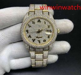 Cadran arabe Watch Diamond Watch Luxury Iced Out Watch Eta Automatic 40mm Men Gold étanche 904L Set en acier inoxydable CZ Diamond2125906