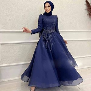 Arabische Dubai prom jurken kraal en pailletten Caftan formele jurk ruches organza rok gewaad de soiree