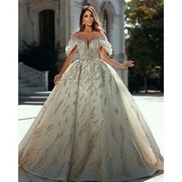 Arabische ebi Aso -maat plus luxueuze sprankelende sexy trouwjurk pure nek kralen kristallen bruidsjurken jurken zj522 es