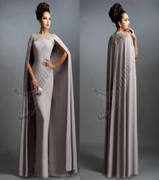 Elegantes vestidos de noche elegantes con Cape Dubai Kaftan Abaya Lace High Neck Mother of the Bride Party Vestidos Celebridades formales D8478615