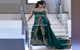 Arabe Emerald Mother of the Bride Robe with Illusion Half Mancheve Appliques 2019 Femmes élégantes Robes de soirée formelles robe de fête 2158622