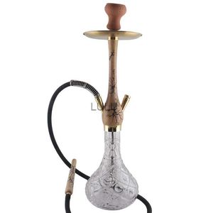 Arabe Narguilé Ensemble Choc Électrique Bois Poignée Lumineuse Tube De Tabac En Bois Accessoires Chicha Complète Shisha Fumer Pipe HKD230809