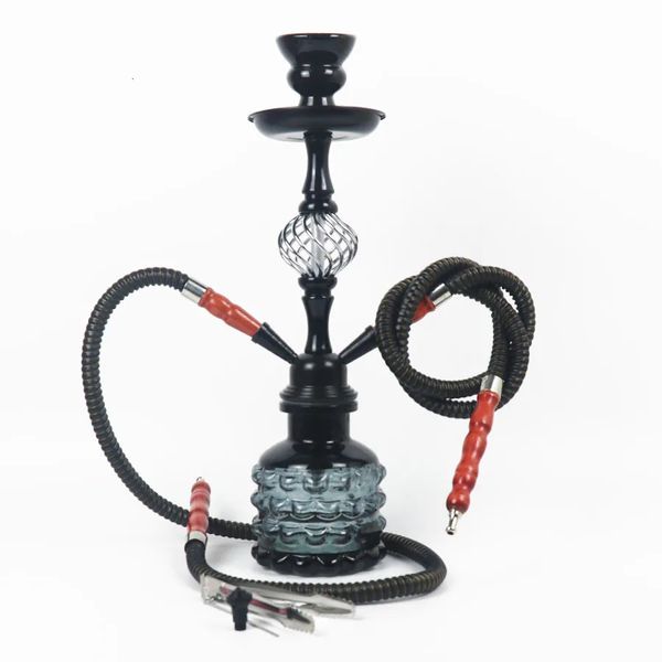 Juego de cachimba árabe pequeña botella de vidrio doble chimenea tazón de cerámica accesorios de manguera regalos de cumpleaños son adecuados para la familia 240104