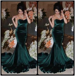 Cazador árabe Green Velvet Mermaid Vestidos de fiesta 2020 Vestidos sin espalda de backles de Fiesta Sexy Fiest Fiest Gowns Cheap7484635