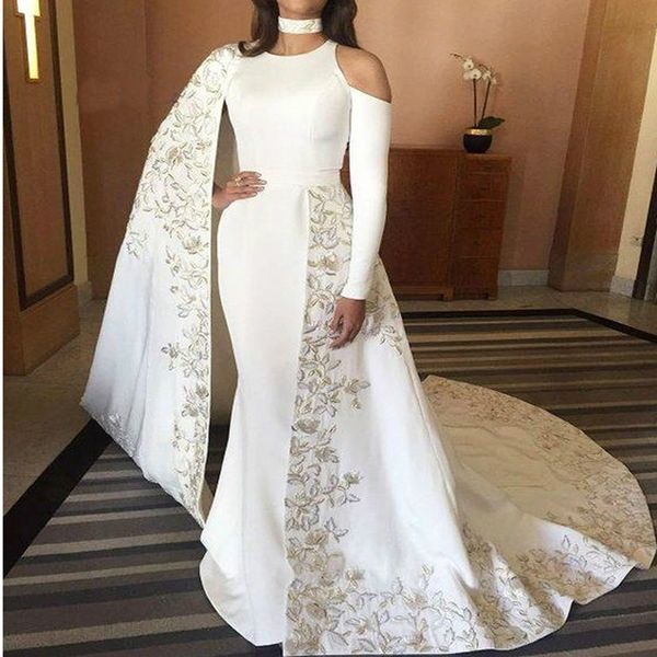 Caftan arabe robes de soirée sirène blanche robe de soirée de bal indien Abaya robe marocaine avec broderie sur mesure