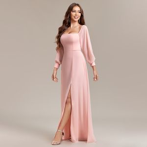Arabisch plus size luxueuze zeemeermin sexy prom jurken aso ebi perzik roze satijn uit schouder lange mouwen zijkant split avond formeel feest tweede receptie jurken jurken jurk