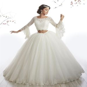 Style arabe dentelle ivoire à manches longues deux pièces robes de Quinceanera robes robes de 15 ans débutante robe de bal longue soirée de bal 292K