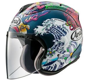 ARA I Jet VZ-RAM Oosterse blauwe 3/4 open helm Off Road Racing motorcross motorhelm