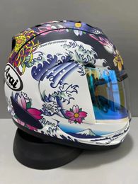 Arai rx7x oriental azul de cara completa casco fuera de carretera motocicleta de motocicleta