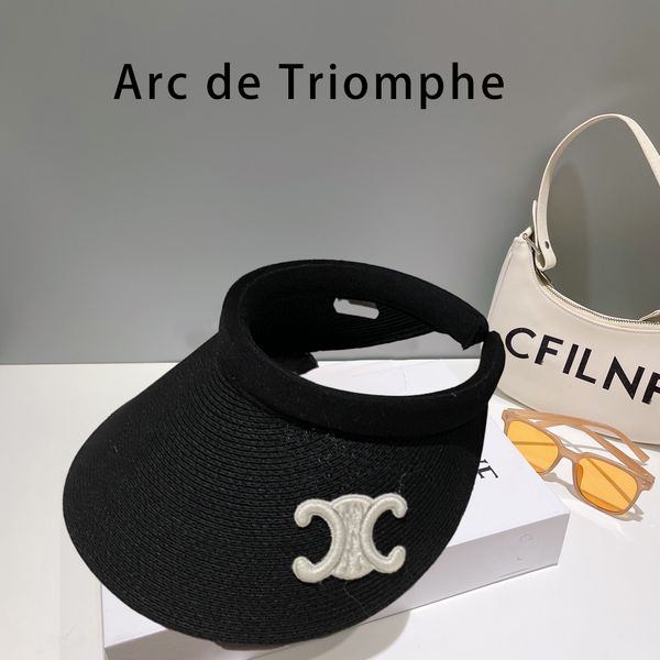 Arc de Triomphe CELINF chapeau de paille tissé dames designer bonnet casquette vide haut de forme patch noir chapeau de paille mince